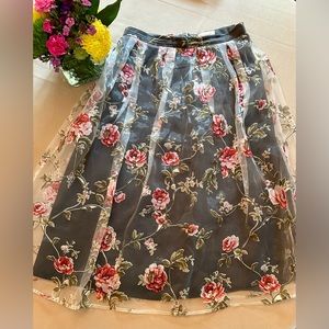 Anthropologie Moon floral Taffeta skirt W8